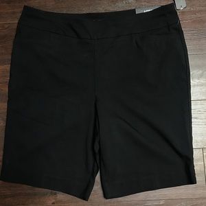 Black Rayon Bermuda Shorts